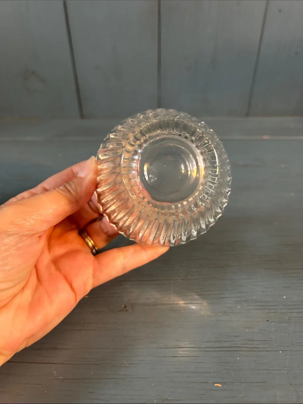 Vintage Clear Glass Ribbed Serving Mini Bowl - Home Dining